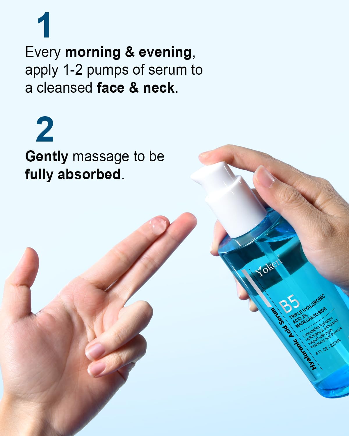 EWG Verified Hyaluronic Acid Serum for Face 8 + 2 fl oz, Vitamin B5 & Triple Pure Hyaluronic Acid 2%, Anti-aging Facial Serum for Fine Line Wrinkle Hydrating Serum Plump Dry Skin Fragrance-Free