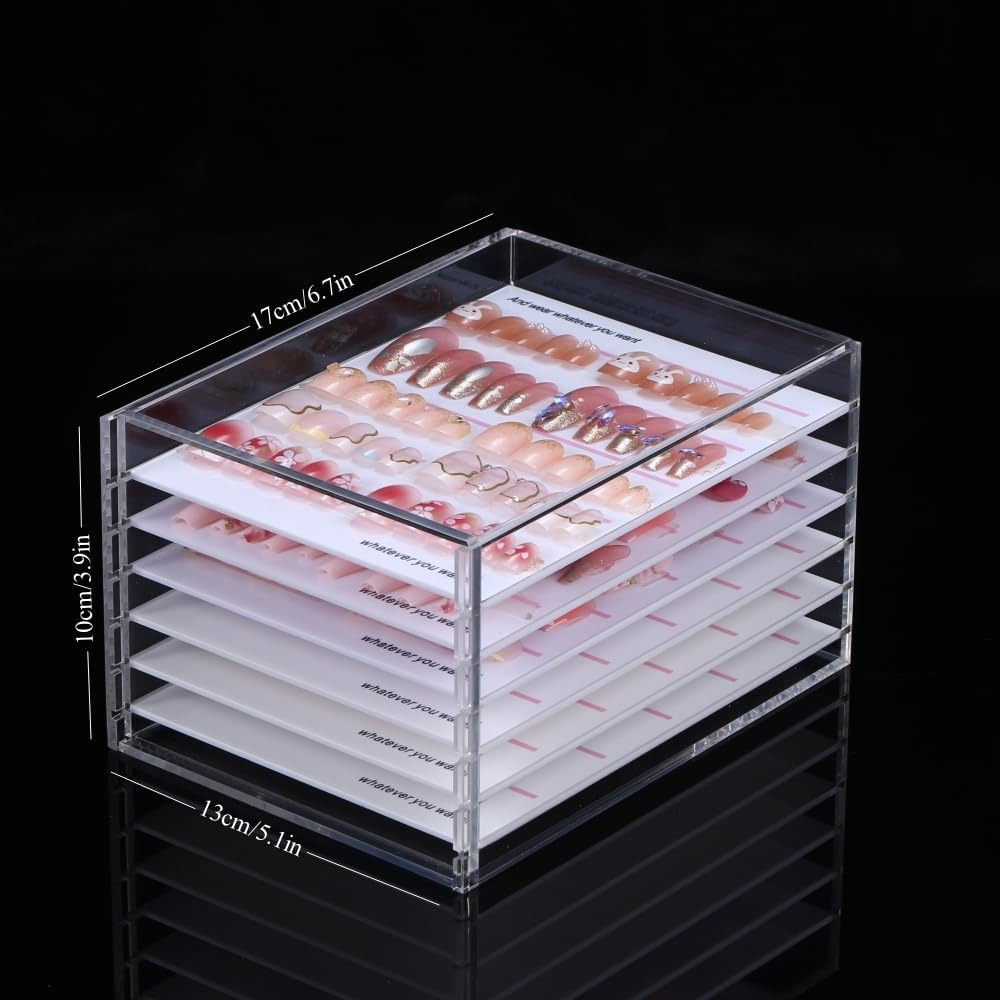 6 Layers Acrylic Nail Storage Organizer, Cosmetic Makeup Container Box, Clear Case Cabinet Display Used for Nail Storage and Nail Salons (6 Layers)