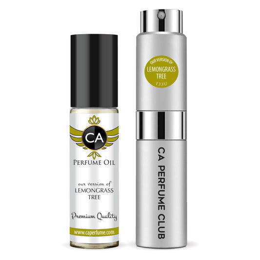 CA Perfume Duo Impression of Lemongrass Tree For Women And Men Perfume Layering Set Long Lasting Travel Size EDP + Body Oil Roll-On Bottle 0.27 Fl Oz+0.33 Fl Oz