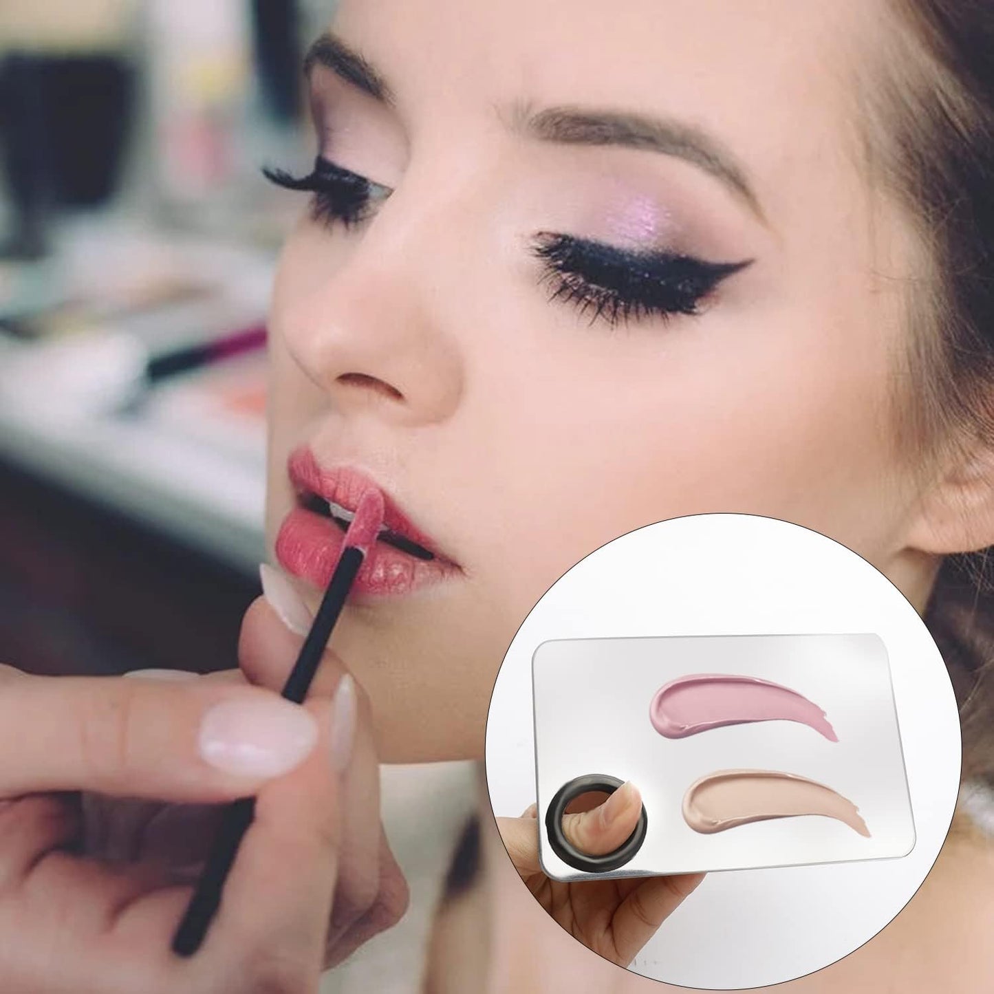 4 in 2 Set Makeup Mixing Palettes, 2 Pcs Stainless Steel Nail Art Palette with 2 Makeup Spatula for Foundation Makeup Tools Eyeshadow Nail Art