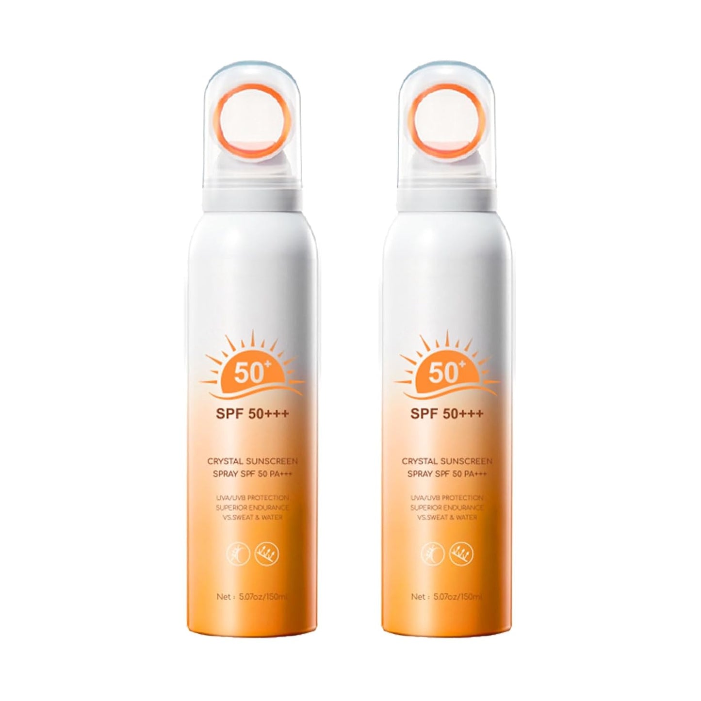 Reef Safe Sunscreen Spray SPF 50, 360° Mist, Broad-Spectrum UVA/UVB Protection, Lightweight & Non-Greasy, Travel Size Sunscreen Spray for Face & Body, Water & Sweat Resistant，5.07oz/150ml (2 pack)