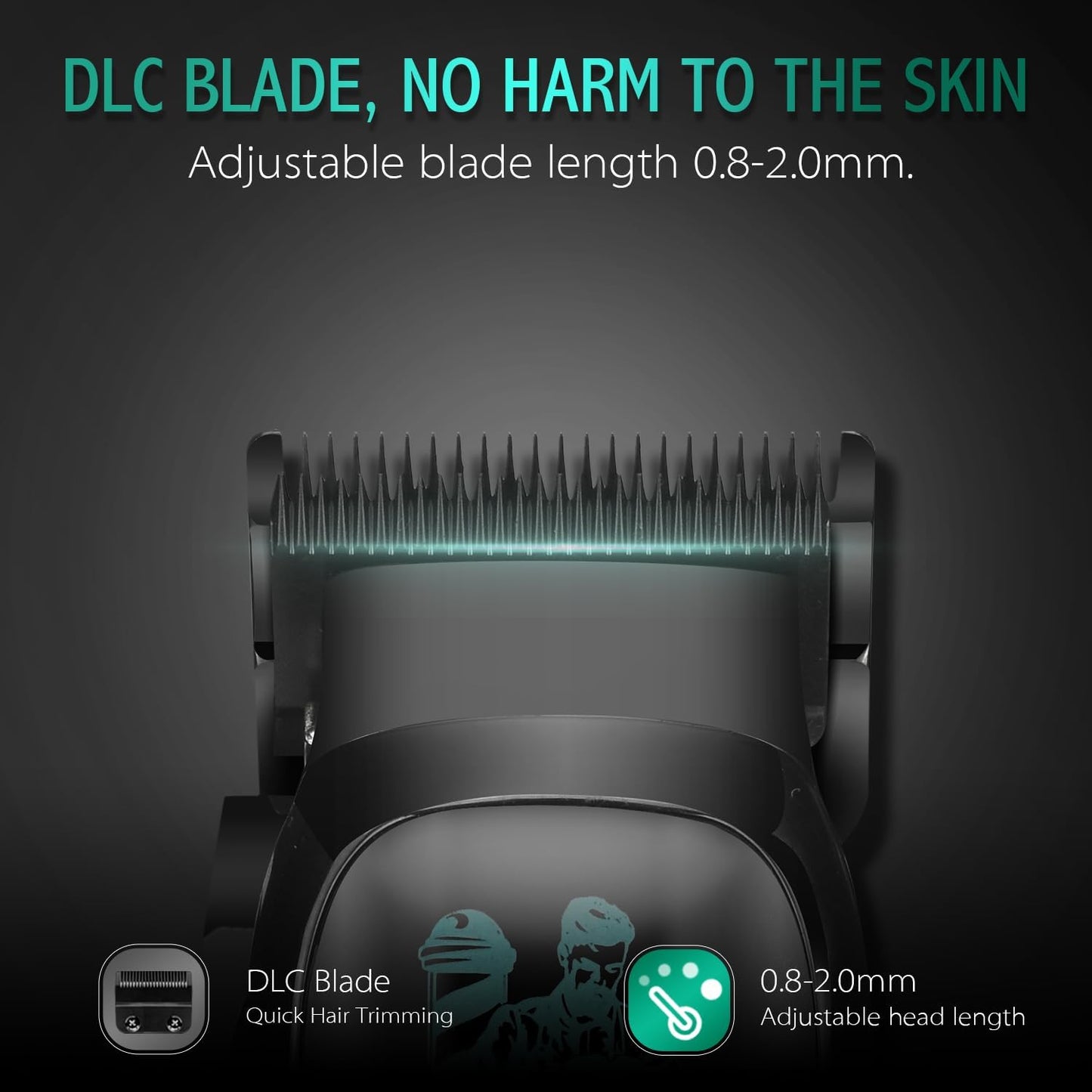 DSP Professional Hair Clipper for Men, Brushless Motor with 4CR DLC+Ceramic Blade, Rechargeable Cordless Hair Cutting Kit- Gift for Men (Green)