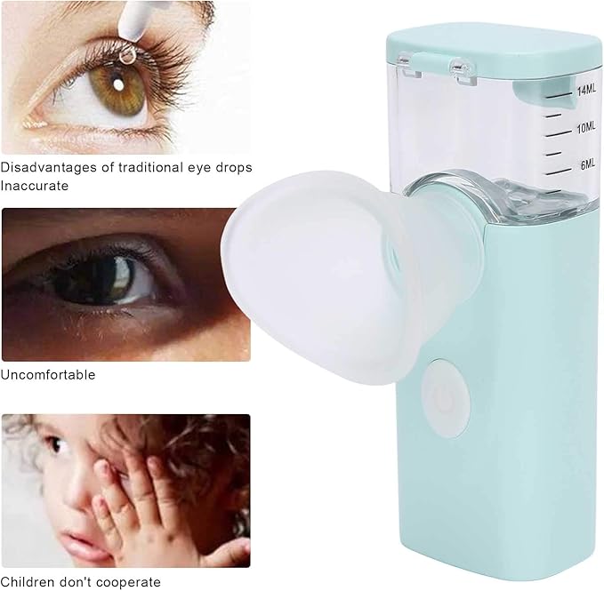 Dioche Portable Dry Eye Humidifier & Facial Steamer - Eye Mist Sprayer for Moisturizing, Fast Steam, Makeup (Blue)