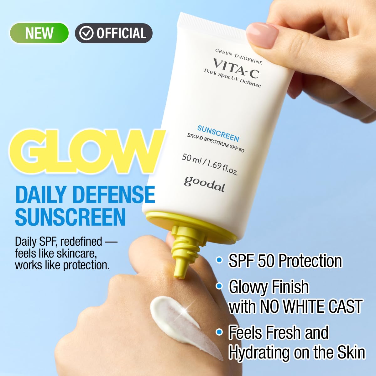 Goodal Green Tangerine Vita-C Dark Spot UV Defense Sunscreen SPF 50, Daily Skin Care Korean Sunscreen for Face, Broad spectrum, No White Cast (1.69 fl oz / 50ml)