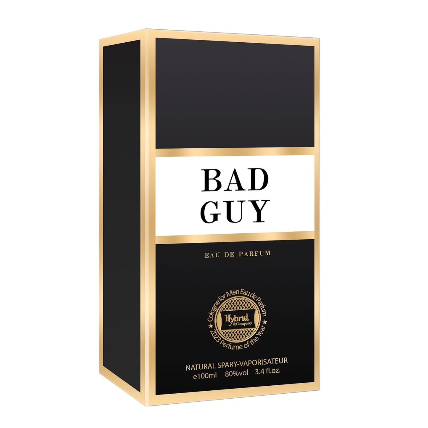 Hybrid & Company Bad Guy For Men Eau De Parfum - Men's Natural Spray Sophisticated Fragrance, Fresh and Elegant, 3.4 Fl Oz