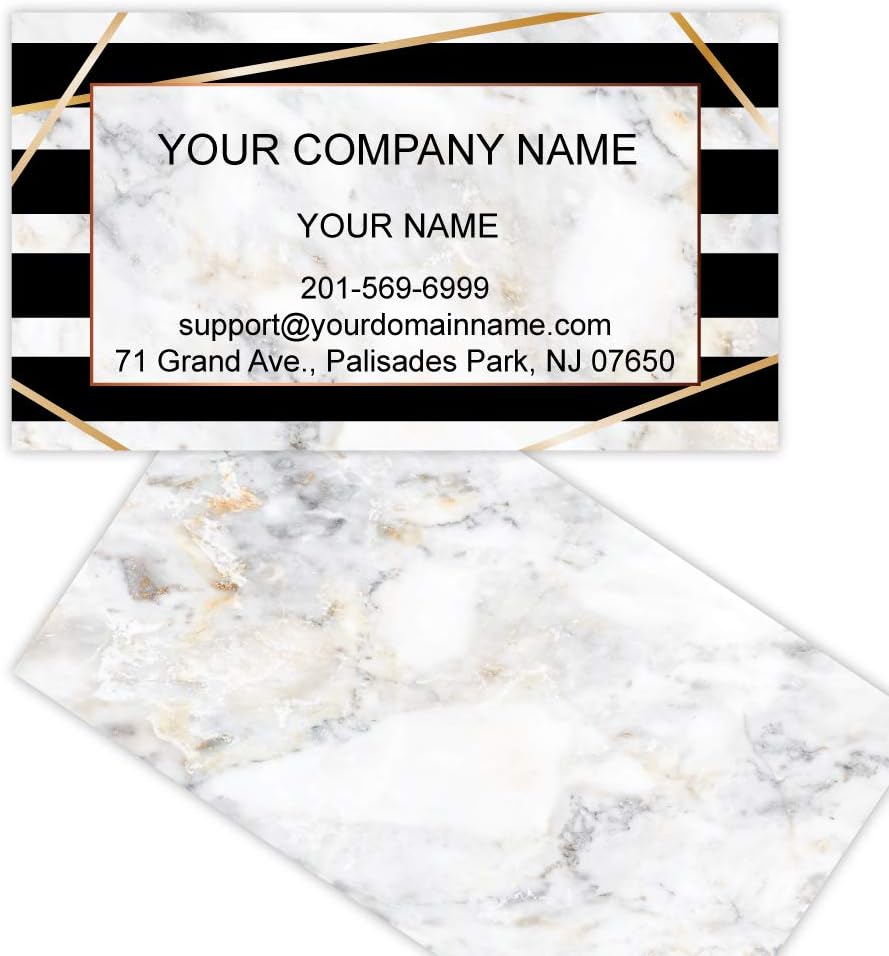 Custom Premium Business Cards 100 pcs Full color - Printed on 16pt(350gsm) or14pt (308gsm) Classic matte paper, Made in The USA (Marble Stripes)