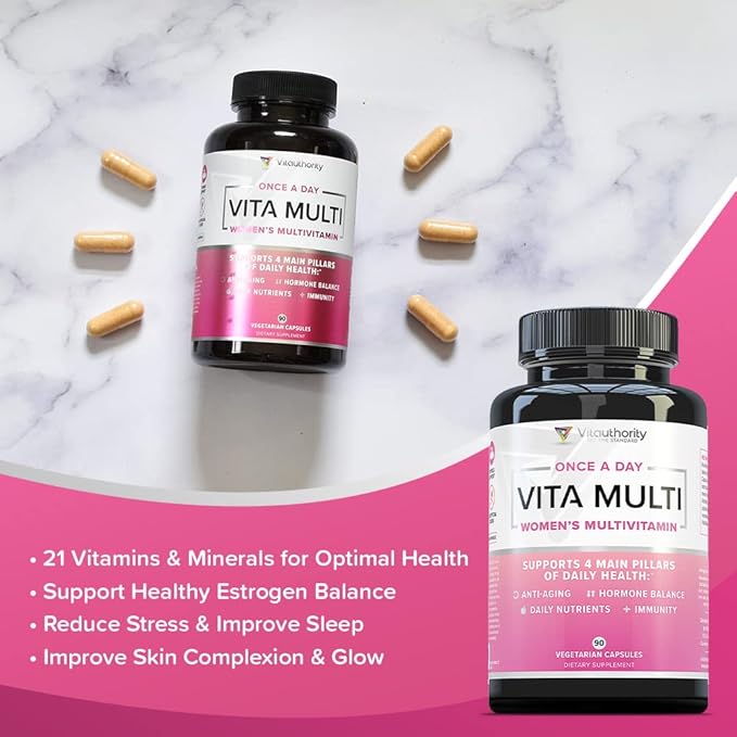 Multivitamin for Women Women’s Daily Multi-Vitamin Supplement with DIM, Iodine, Ashwagandha Supports Youthful Complexion, Healthy Cortisol and Estrogen Balance 30 Day Supply