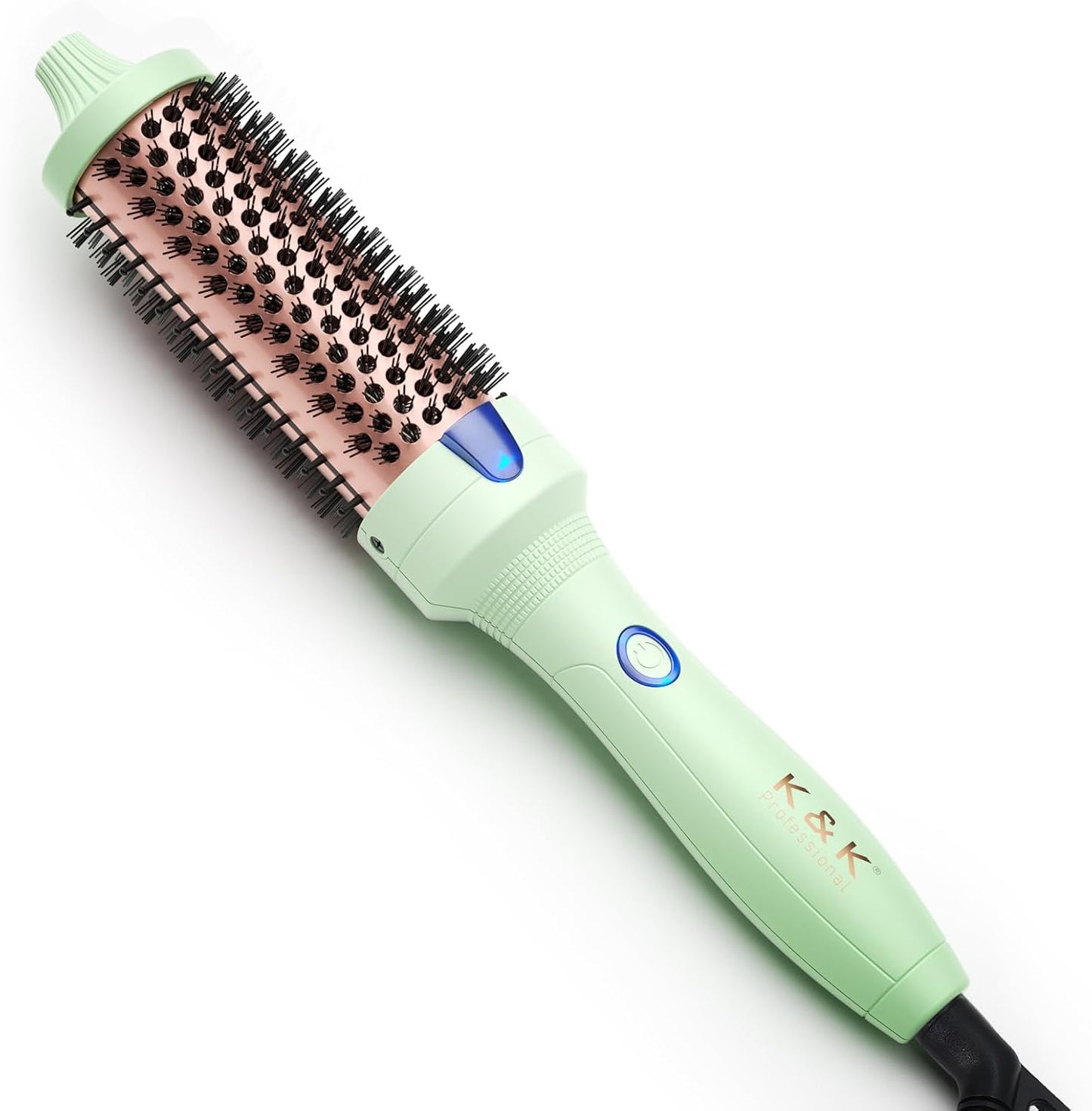 K&K Pro Thermal Brush, 1 1/2 Inch Ionic Heated Round Brush for Blowout Look, Tourmaline Ceramic Hot Bristle Get Natural Curls, Creates Salon-Quality Blowouts, Dual Voltage for Travel