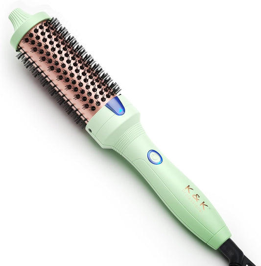 K&K Pro Thermal Brush, 1 1/2 Inch Ionic Heated Round Brush for Blowout Look, Tourmaline Ceramic Hot Bristle Get Natural Curls, Creates Salon-Quality Blowouts, Dual Voltage for Travel