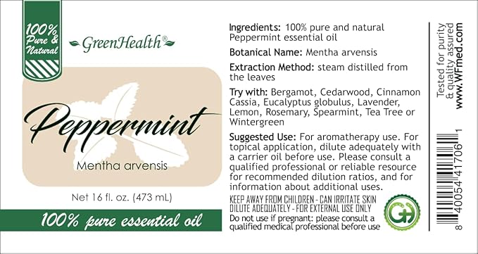 Peppermint 100% Pure Therapeutic Grade Essential Oil-16 fl oz, Perfect for Aromatherapy Diffusers, Candle Making, Soap Making