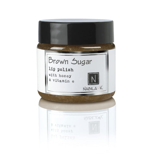 Brown Sugar Lip Polish, 1 oz by Nabila K - Hydrating Lip Exfoliator & Moisturizer with Honey and Vitamin E for Dry and Chapped Lips - Cruelty-Free, Real Sugar, Made in USA