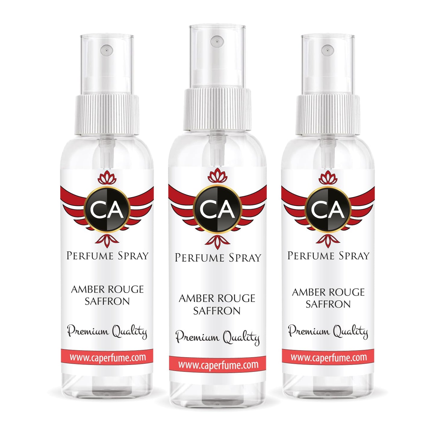 CA Perfume Amber Rouge Saffron For Women And Men Unisex Fragrance Eau de Parfum Spray Refillable Bottle 2 Fl Oz/60ml-X3