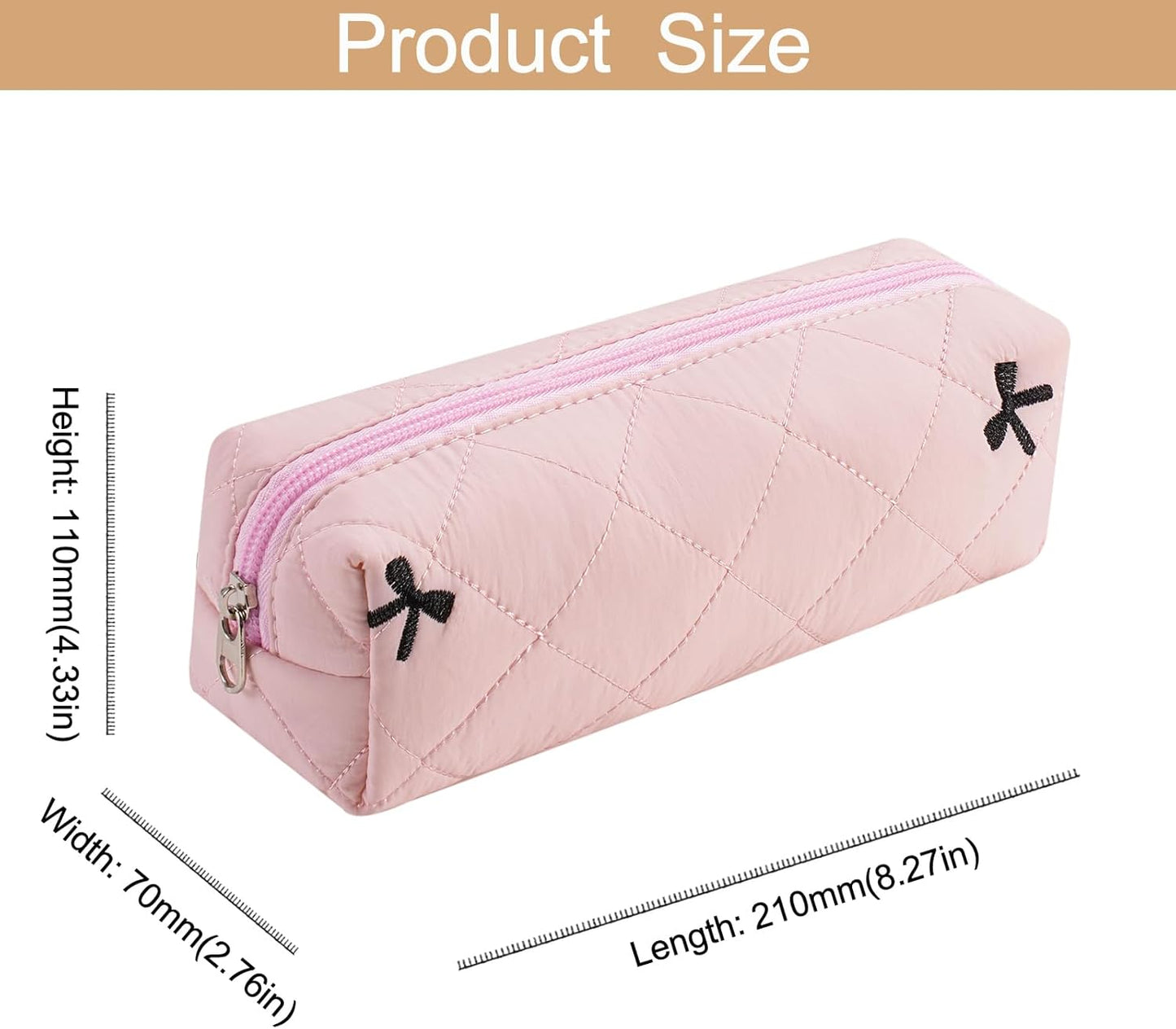 Cute Floral Cotton Makeup Brush Cosmetic Bag for Women, Travel Quilted Zipper Make Up Bag, Flowers Toiletry Organizer Case Kawaii Makeup Cosmetic Travel Cloth Pouch (Pink)