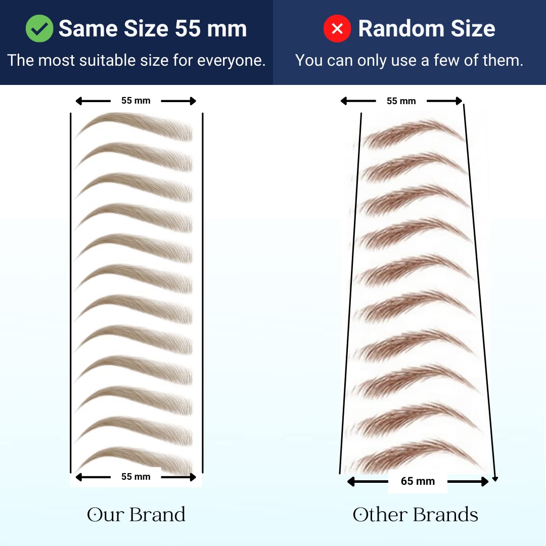 Bliss and Beyond USA, 2 sheets eyebrow tattoo waterproof sticker, Long Lasting, Natural Looking Fake Eyebrow for Alopecia, Chemo, Cancer. Same Size eyebrow tattoos (Dramatic Las Vegas, Light Brown)