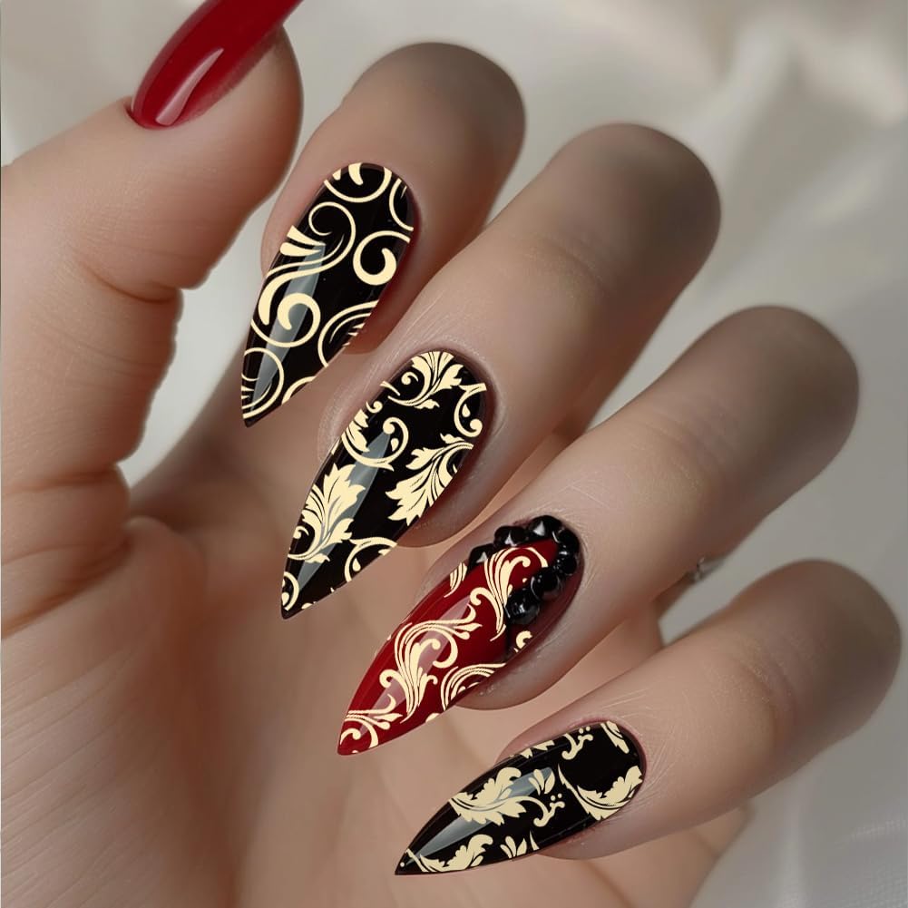 3Pcs Flourishes Nail Stamping Plate Vintage Floral Scrolls Nail Art Stamp Templates Stainless Steel Reusable Tools with Stamper Scraper for Manicure Printing