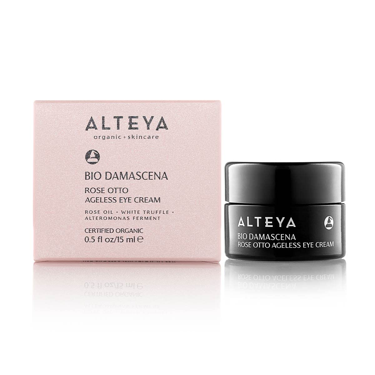 Alteya Organics Eye Cream Certified Organic Skin Care 0.51 Fl Oz/15 mL Bio Damascena Award-Winning Ageless Eye Contour Cream With Organic Bulgarian Rose Oil Brightening, Nourishing and firming