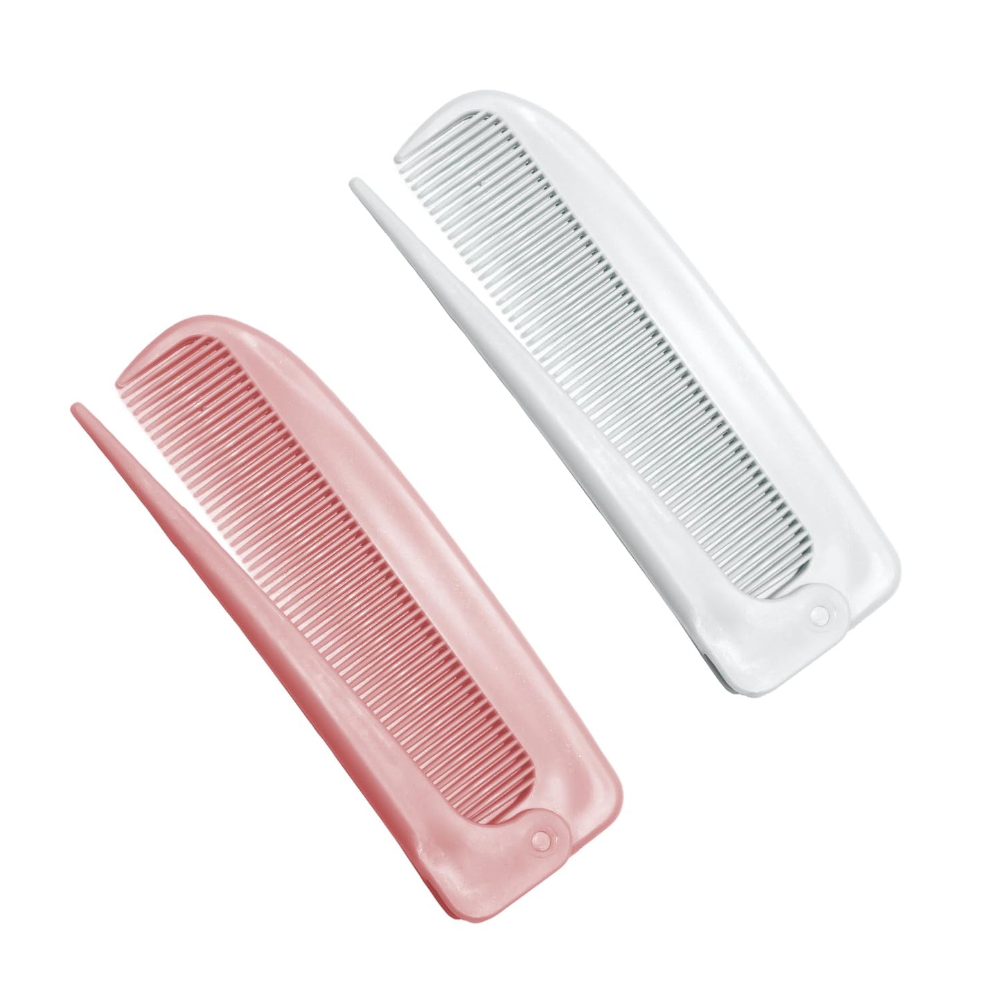 2 Pack Hair Parting Combs, Hair Styling Beauty Tools, Rat Tail Combs, Foldable Comb for Travel, Stylist (White,Pink)