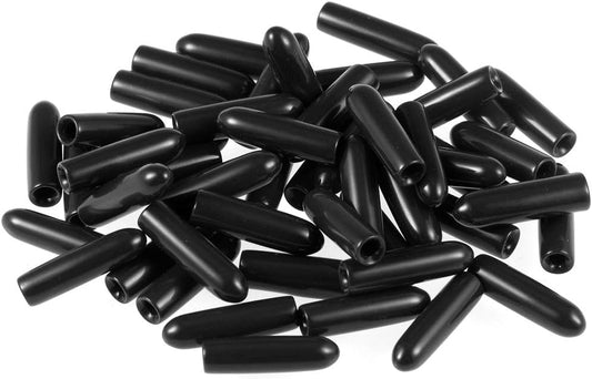 uxcell 50pcs Rubber End Caps 2mm ID Vinyl Round Tube Bolt Cap Cover Screw Thread Protectors Black