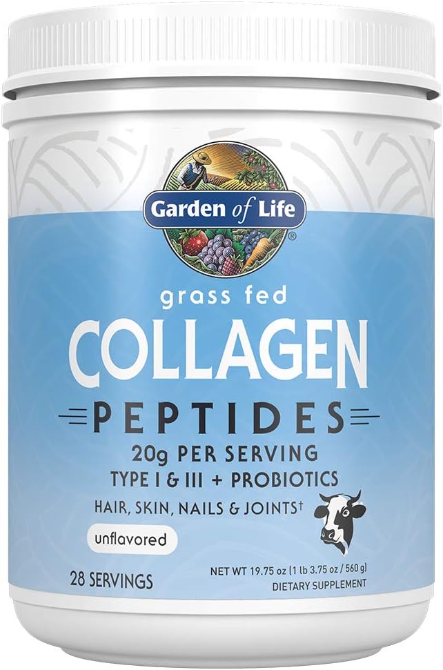 Garden of Life Grass Fed Collagen Peptides 28 Servings + Probiotics for Men 50 Billion CFU 30 Capsules Bundle