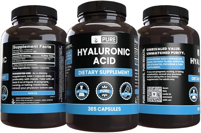 Pure Original Ingredients Hyaluronic Acid (365 Capsules) No Magnesium Or Rice Fillers, Always Pure, Lab Verified