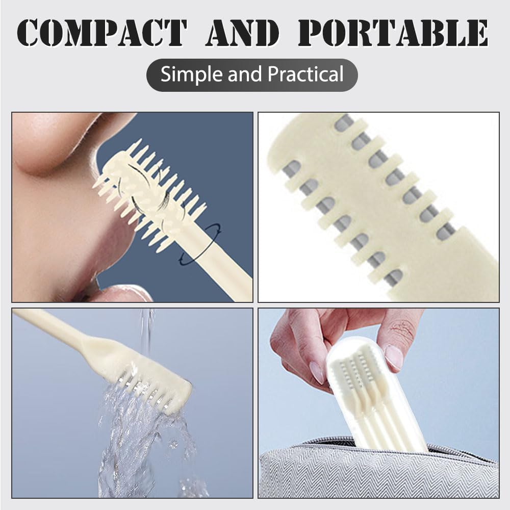 2025 Upgraded Nasal Hair Cutter, 2-in-1 Professional Nostril Hair Remover Tool, Sharp & Safe Double Sided Knife, 360° Rotating Nose Hairs Removal Trimmer Travel Essentials (Beige, 6PCS)