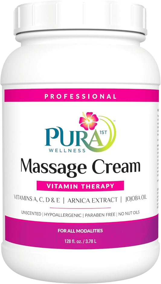 Unscented Vitamin Therapy Massage Cream, Massage Cream for Physical Therapy and Deep Tissue 128oz