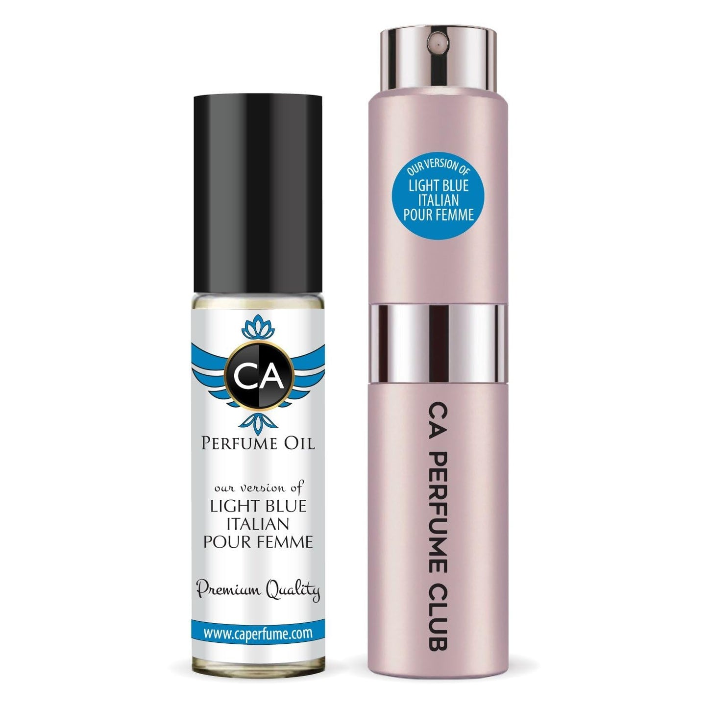 CA Perfume Duo Impression of Light Blue Italian Pour Femme For Women Perfume Layering Set Long Lasting Travel Size EDP + Body Oil Roll-On Bottle 0.27 Fl Oz+0.33 Fl Oz