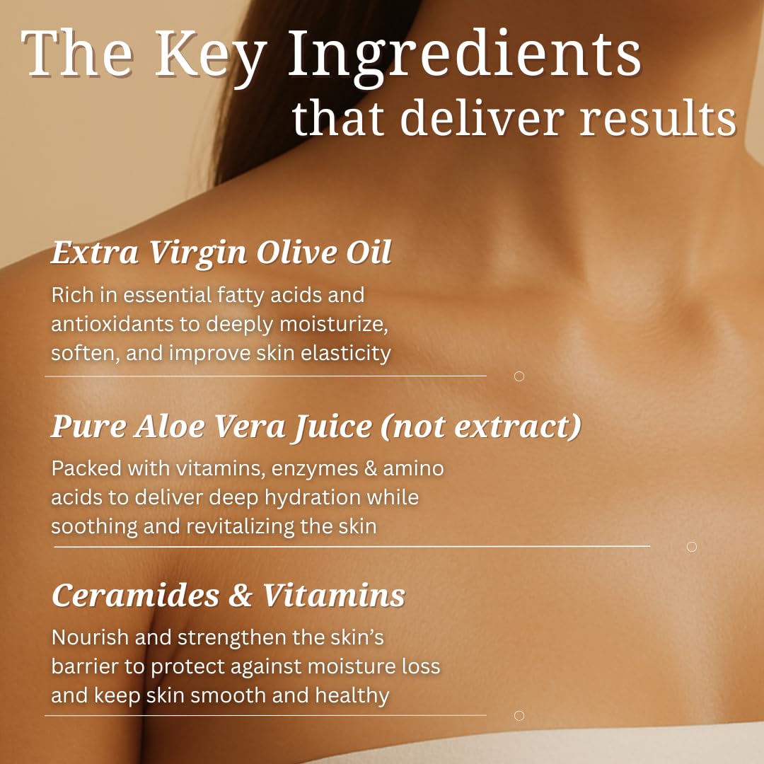 Moisturizing & Firming Lemongrass Body Lotion & Hand Cream - Natural Moisturizer for Dry Skin, Itchy or Crepey Skin - Eczema Treatment - Olive Oil, Coconut Oil & Avocado Oil - 8oz