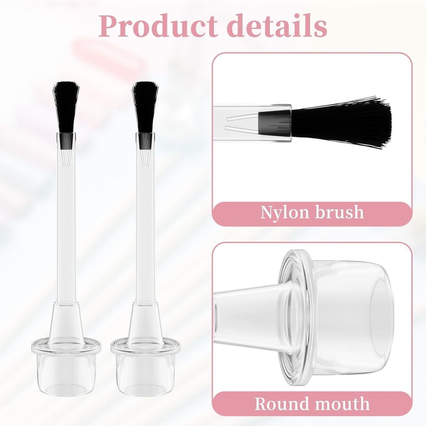 50PCS Disposable Nail Polish Brush, Nail Polish Replacement Brush Art Nail Brush Set with Handle Dip Powder Liquid Replacement Brushes Soft Bristles Nail Brushes