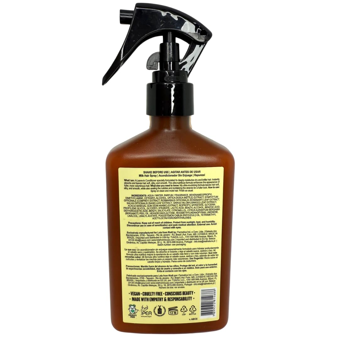 Lola From Rio – Rapunzel Milk Spray for Women – Hydrating Leave-In Conditioner & Detangler – Lightweight Moisturizing Hair Treatment for Dry, Damaged Hair – 8.45 fl oz