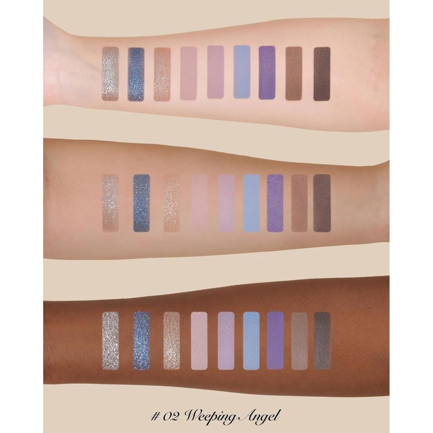 Flower Knows Little Angel 9-Color Halloween Eyeshadow Palette with 6 Matte+3 Shimmer Blue Shades,Long-lasting,Easy-to-apply & Highly Pigmented Goth Eye Shadow(02 Weeping Angel,0.37 Oz)