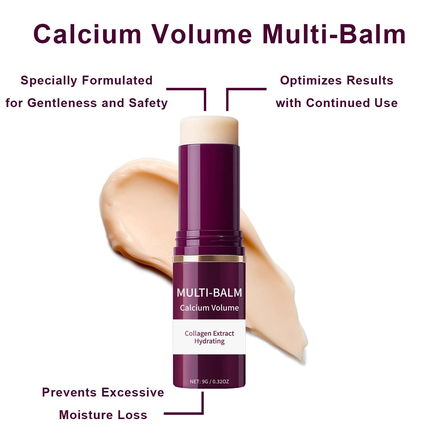 2Pcs Wrinkle Bounce Calcium Multi-Balm Stick, Collagen Moisturing Multi Balm, Wrinkle Core Stick for Under-Eye, Forehead, Neck Skin Care Line Hydrating, Firm & Plump