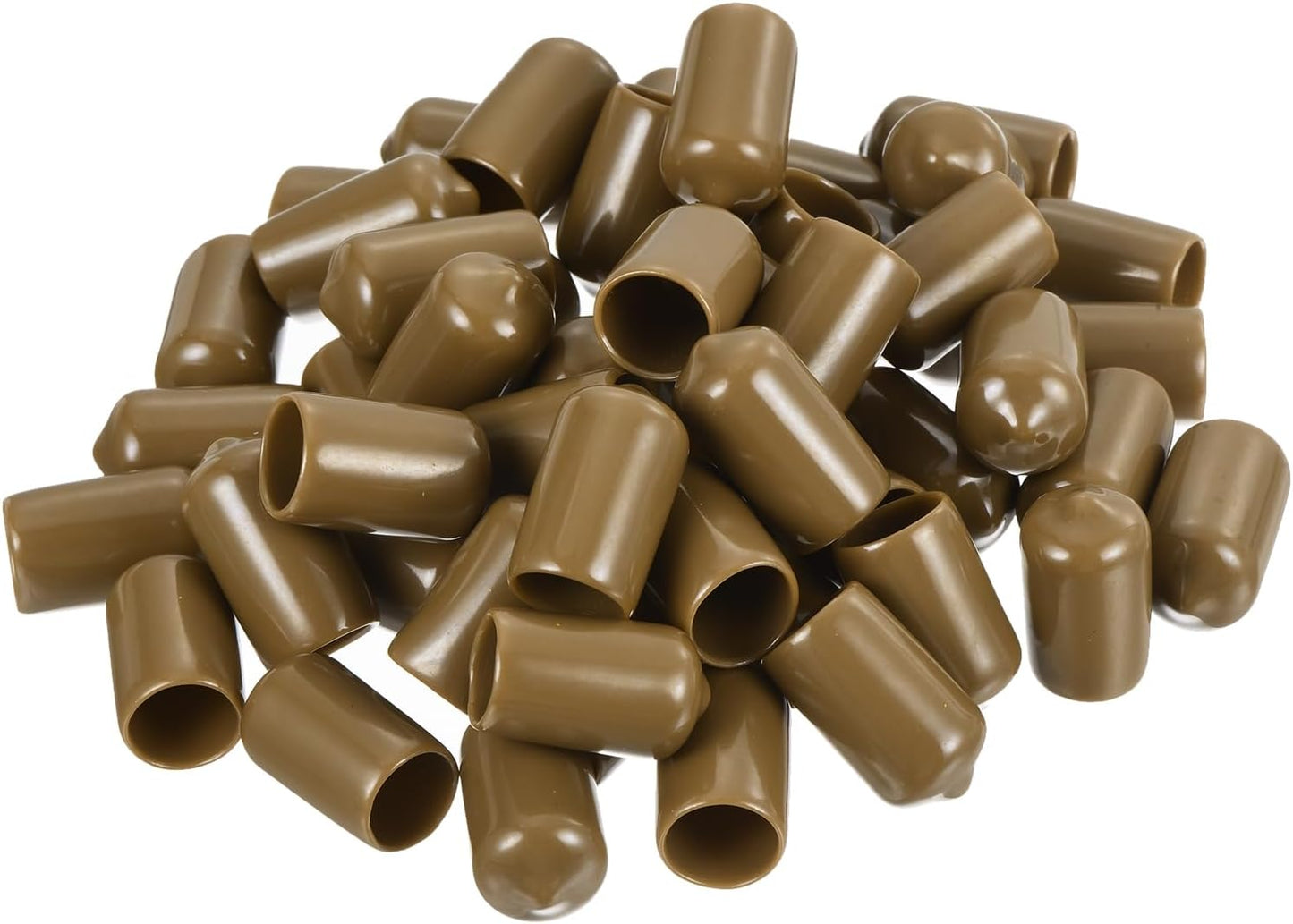 uxcell 50pcs Rubber End Caps 12mm(1/2") ID Vinyl PVC Round Tube Bolt Cap Cover Screw Thread Protectors Light Brown, 0.47 inch