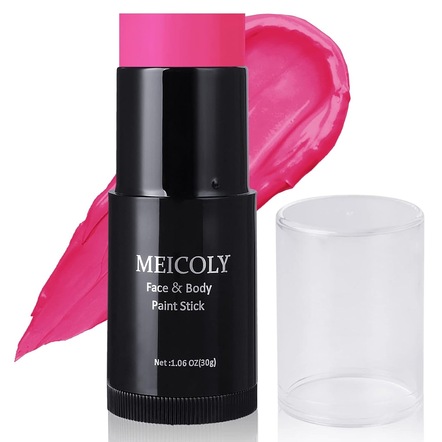 MEICOLY Pink Face Body Paint Stick(1.06Oz),Waterproof Sweatproof Pink Eye Black Softball/Baseball/Football,Cream Body Paint,Blendable Face Paint for Halloween Special Effects SFX Makeup