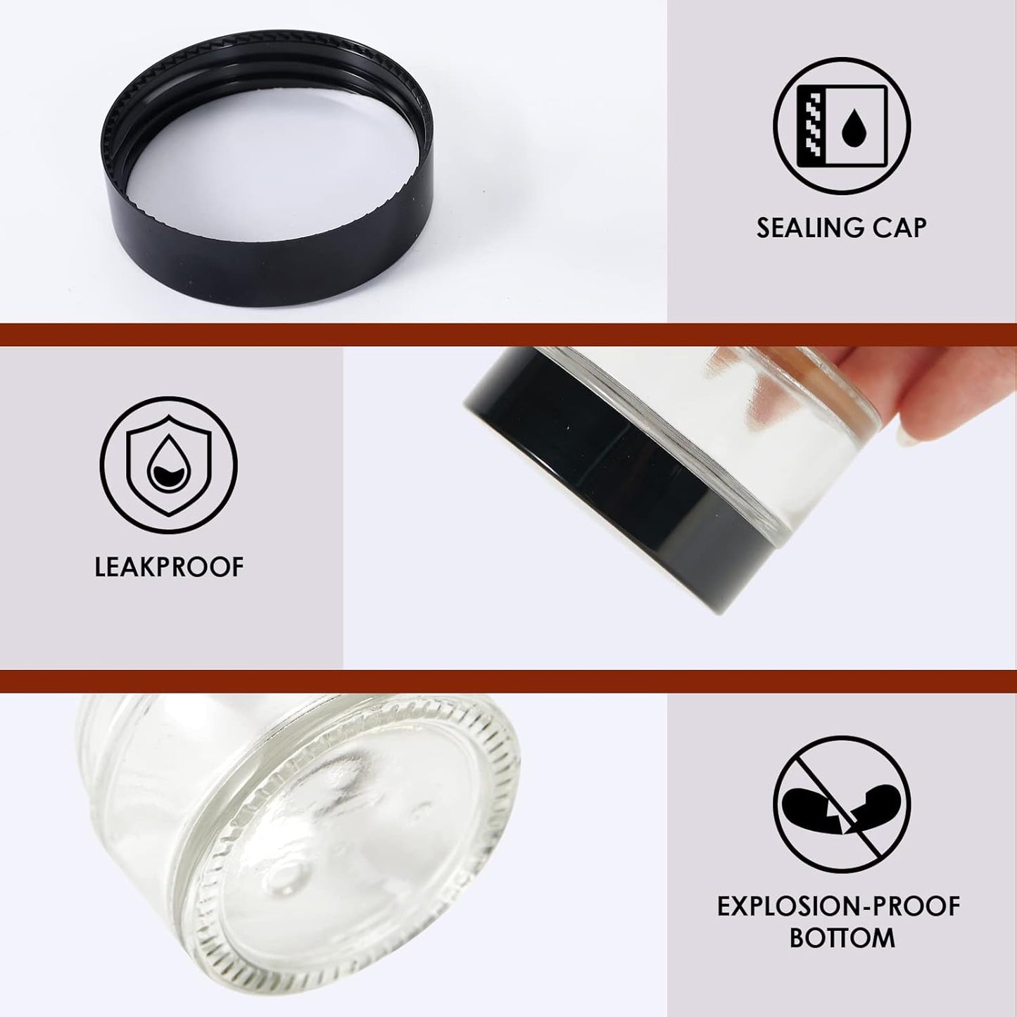 1oz Glass Jar with Lid, Hoa Kinh 25Pack Clear Round Containers Cosmetic Glass Jars with Inner Liners and Black Lids Travel Jars for Storing Lip and Body Scrub, Lotion, Body Butter, Bath Salts, Liquid