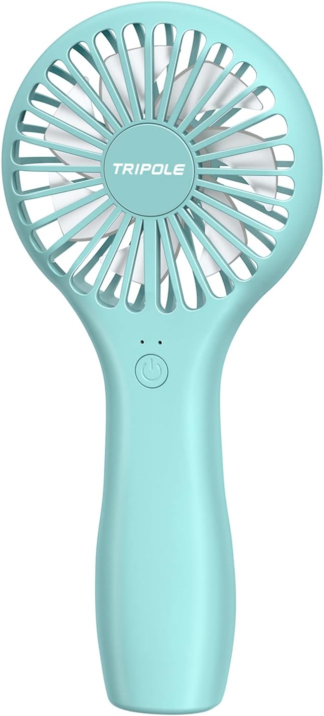 TriPole Handheld Fan Mini Portable 5000 mAh Battery Operated Small Personal Fans with Powerful Wind USB Rechargeable Eyelash Fan for Makeup Girls Kids Women Summer Wedding Outdoor Travel, Blue