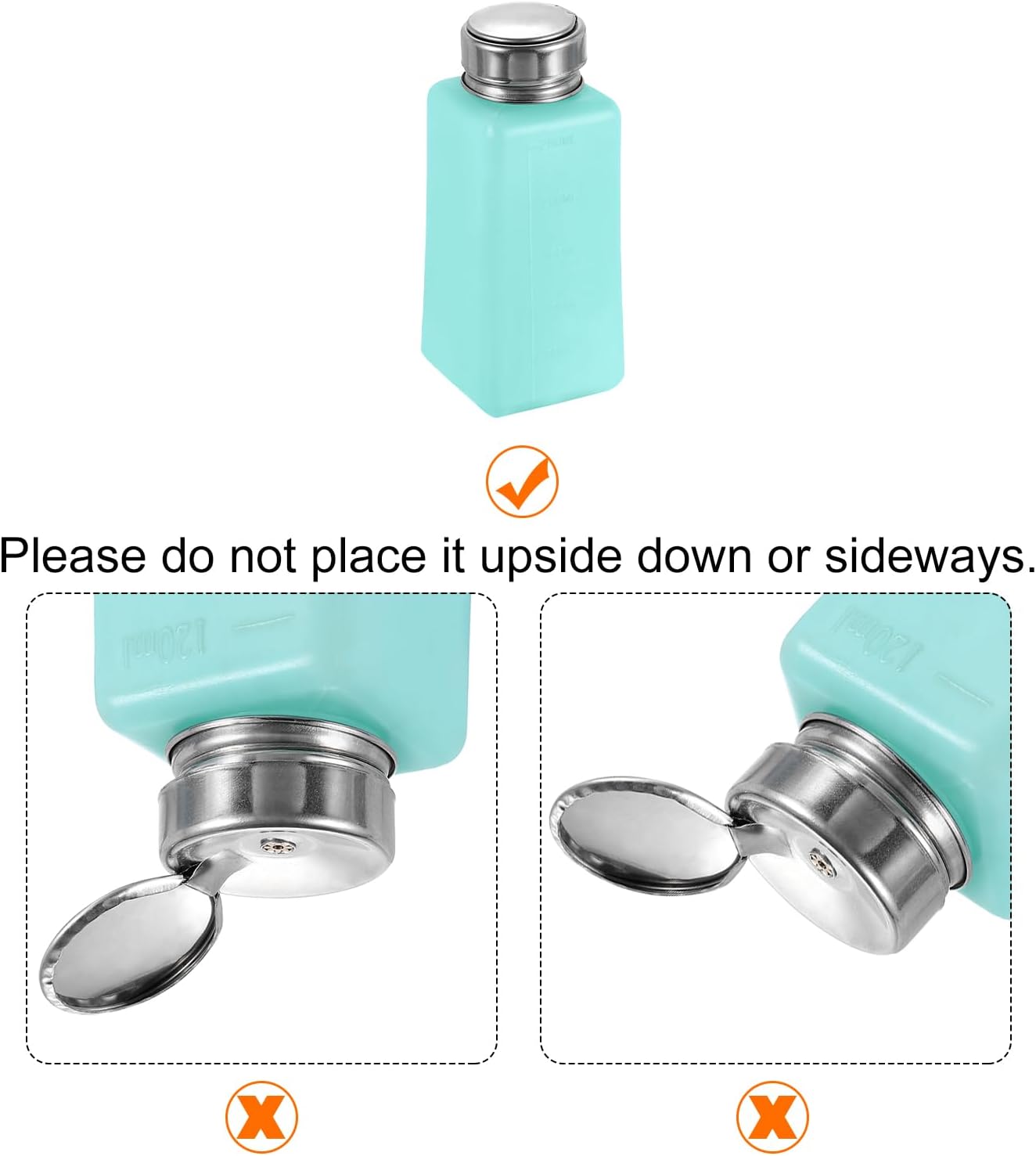 HARFINGTON 4PCS 250ML(8.5oz) Push Down Alcohol Dispenser Pump Liquid Press Empty Bottles Refillable Container for Cleanser Nail Polish Remover, Green