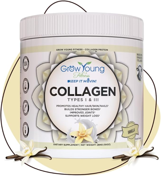 Grow Young Fitness Collagen Protein - Vanilla, Promotes Skin, Bones, Joints, Weight Loss, Sugar Free (12.41 oz) (1 Pack, 20 Servings)
