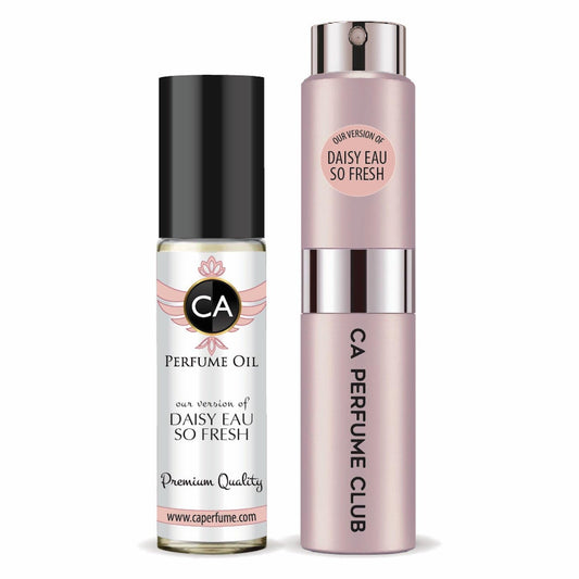CA Perfume Duo Impression of Daisy Eau So Fresh For Women Perfume Layering Set Long Lasting Travel Size EDP + Body Oil Roll-On Bottle 0.27 Fl Oz+0.33 Fl Oz