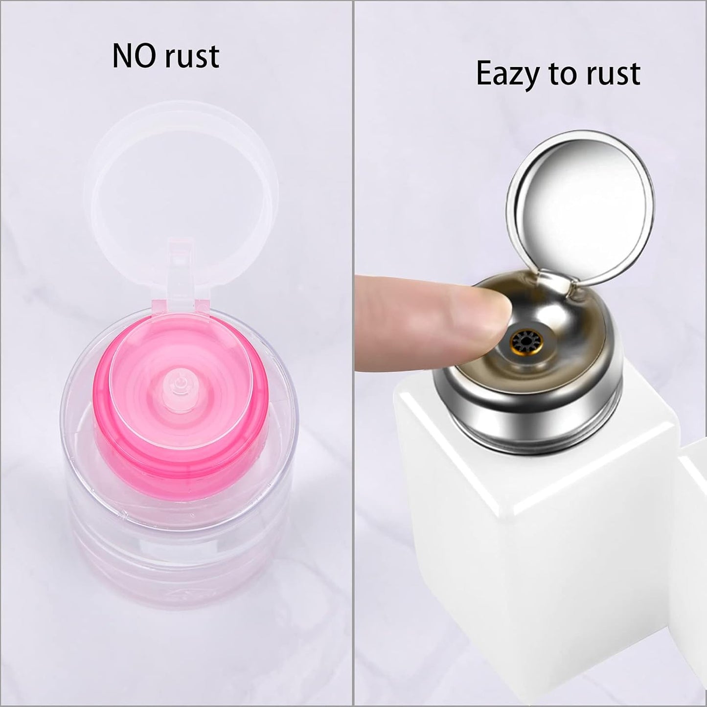 Pack of 3 Nail Polish Remover Pump Empty Dispenser Bottle for Alcohol, Nail Polish and Makeup Remover, 150ml(5.10z), Hotpink Top Cap