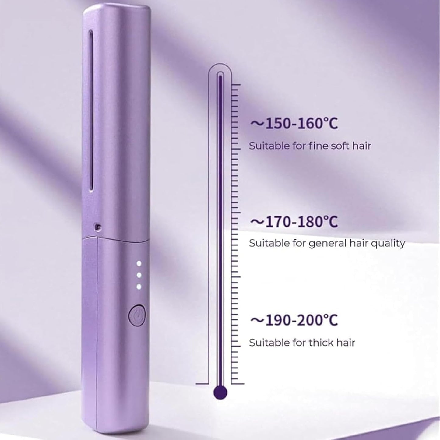 Figureor Latest Hairdressing Comb Smooth,Ceramic Hair Dressing Comb with 3 Temp Settings, Rechargeable Mini Dual Purpose Curling Iron,Cordless 2-in-1 Touch-Up Combs for Less Frizz (Purple+Pink)