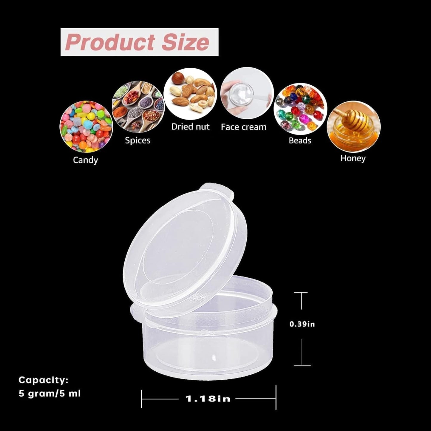 3-Pack 5g Clear Plastic Cosmetic Jars with Snap Lids – Mini Sample Storage Containers for Makeup, Travel, Mixing – Airtight, Leakproof with Portable Lids for Beauty Products and Paints