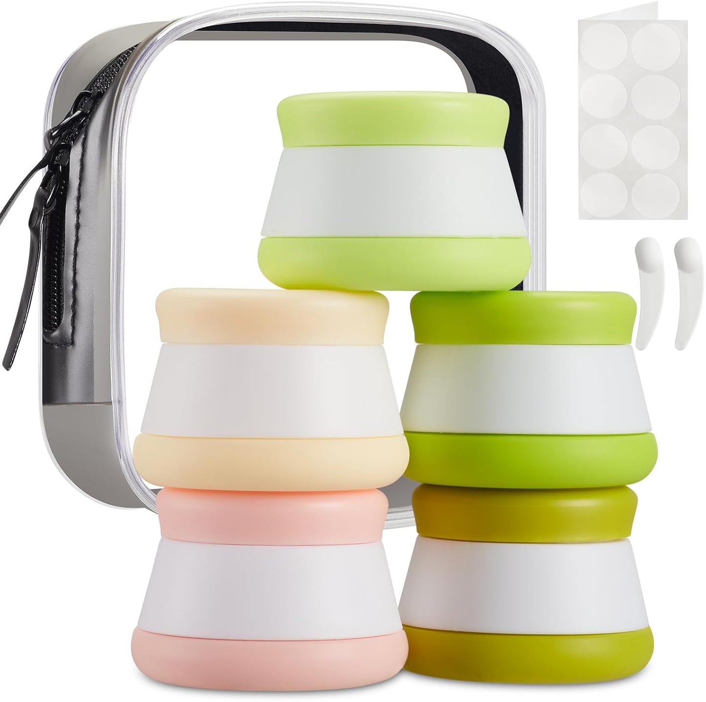 INSFIT Travel Containers for Toiletries, TSA Approved Silicone Cream Jars, Leakproof Travel Accessories with Lids