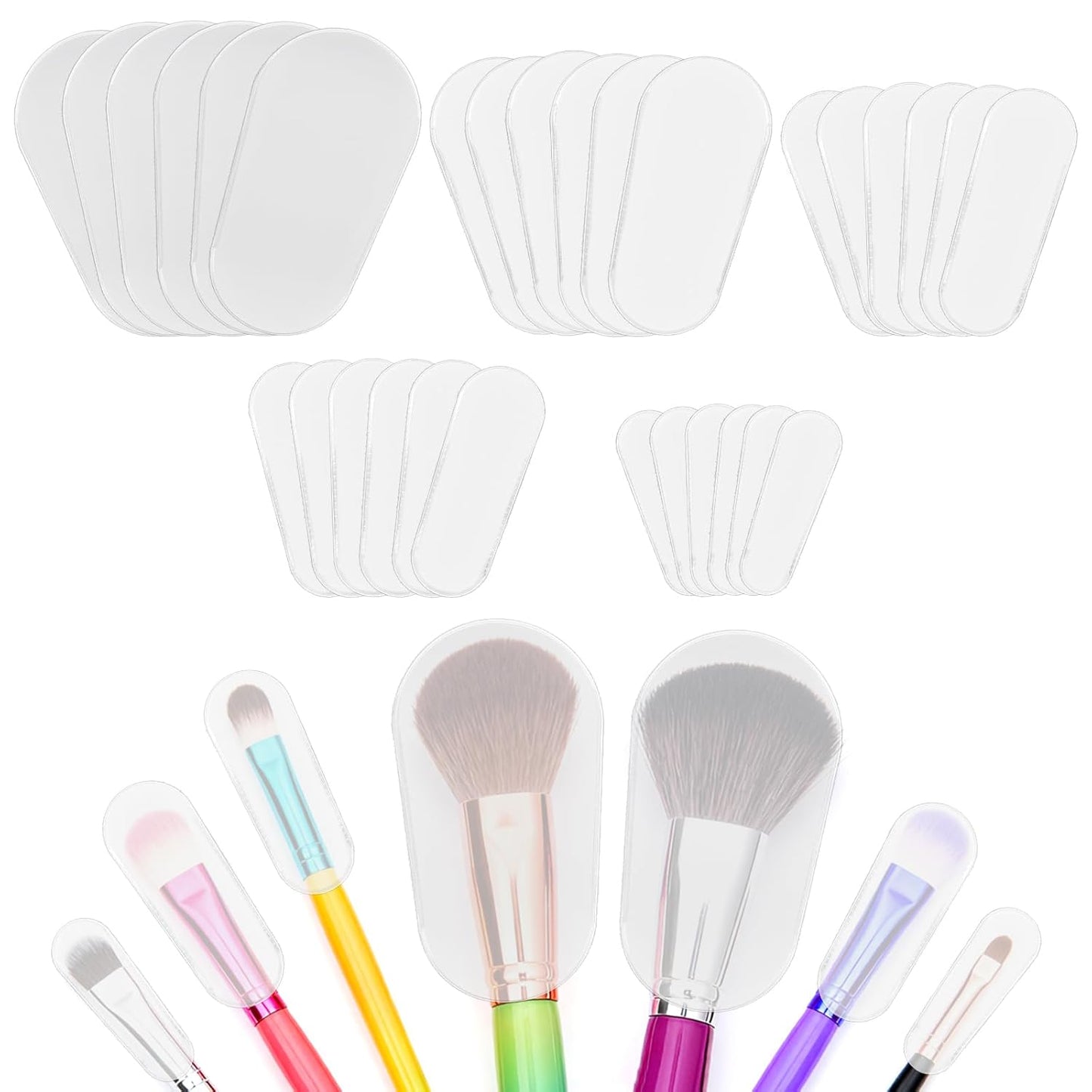 Makeup Brush Covers 30PCS Clear Make up Brush Protective Protector, Waterproof Cosmetic Brushes Guards Caps, Dustproof Cosmetic Brush Protectors for Travel & Daily Storage Organizer (5 Sizes)