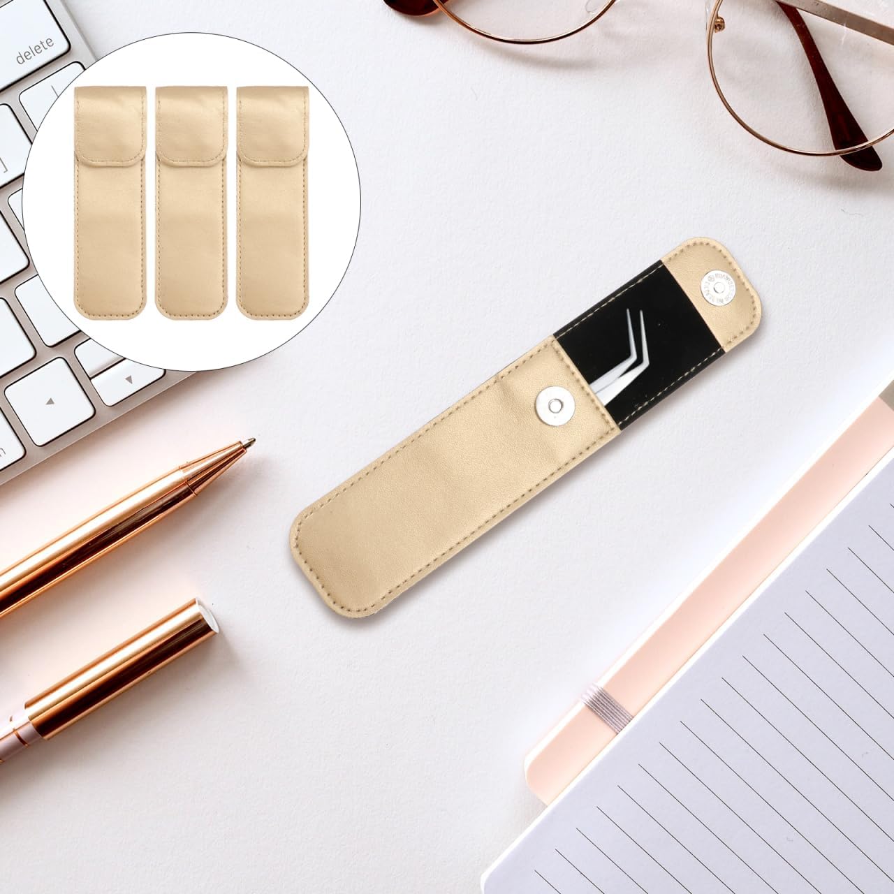 3pcs Tweezers Protective Case Beauty Eyelash Tweezer Sleeve Lashes Kit Eyelash Tweezer Cover Lash Kit Protective Tweezer Leather Sleeve Pu Leather Puller Miniature