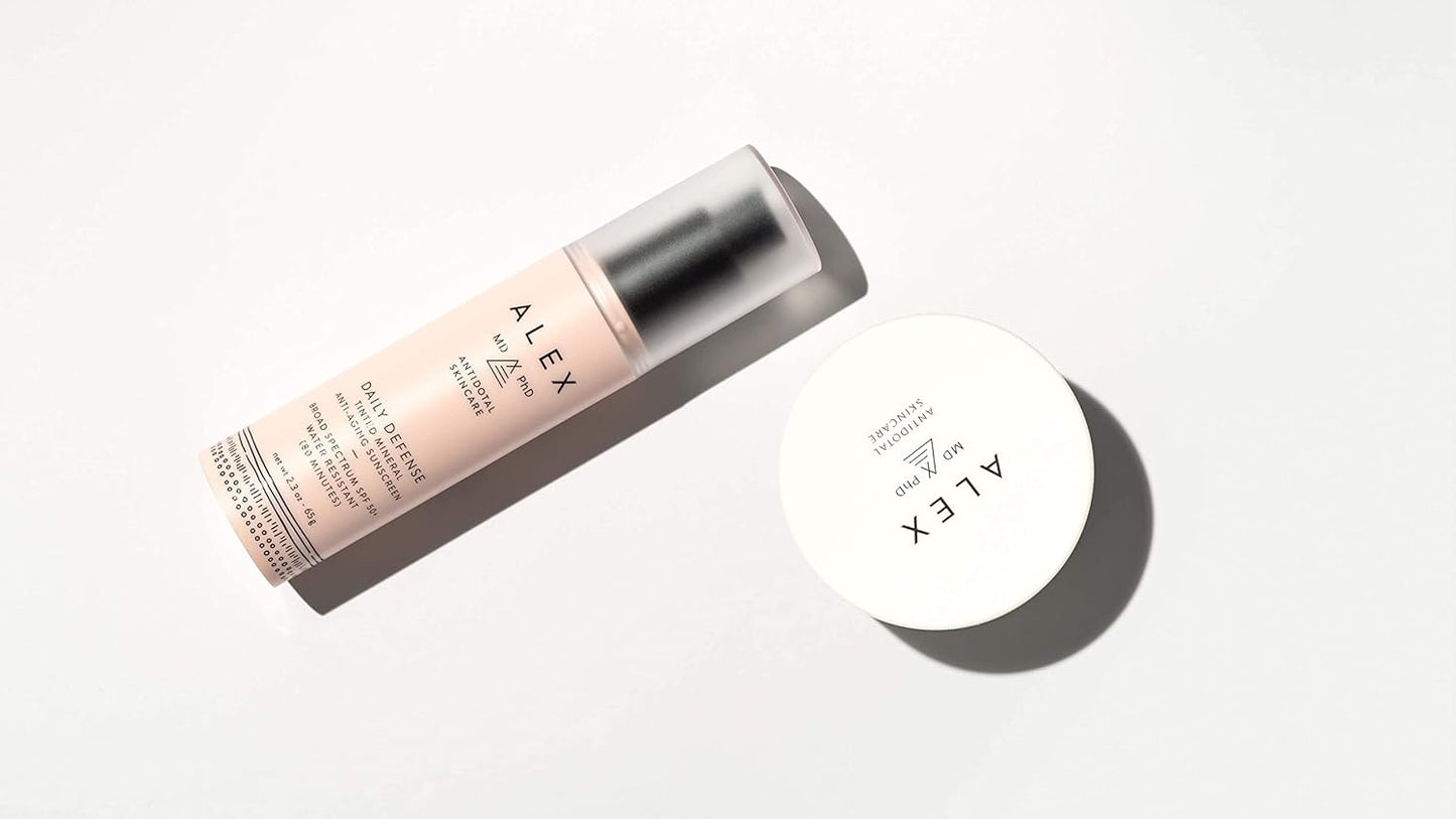 Sunscreen for Face, Tinted Mineral Facial Sunscreen SPF 50+, Anti Aging Daily Defense Moisturizer for Sensitive and Post-Procedure Skin with Zinc Oxide, Chemical-Free, Coral Reef Friendly