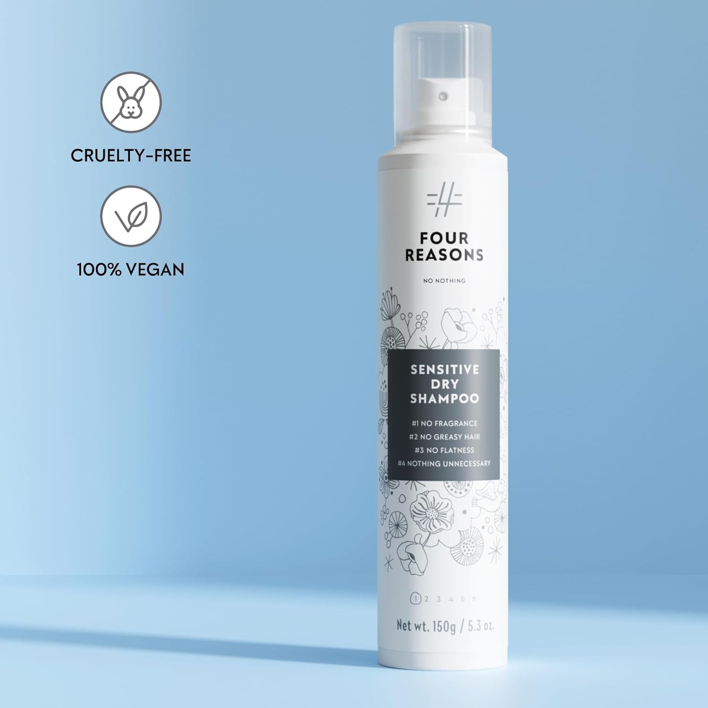 No nothing Very Sensitive Dry Shampoo - Fragrance Free, Talc-Free, Hypoallergenic, Vegan, Unscented Dry Shampoo for Sensitive Scalp - Absorbs Oil, Clear Finish, 5.3 oz