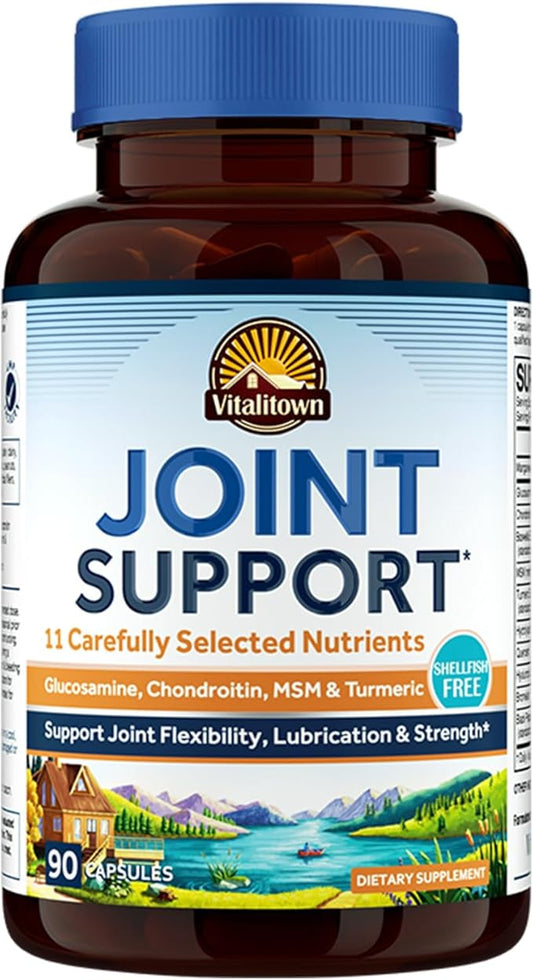 VITALITOWN Glucosamine Chondroitin, MSM, Turmeric, Collagen, 11-in-1 Formula, 90 Caps