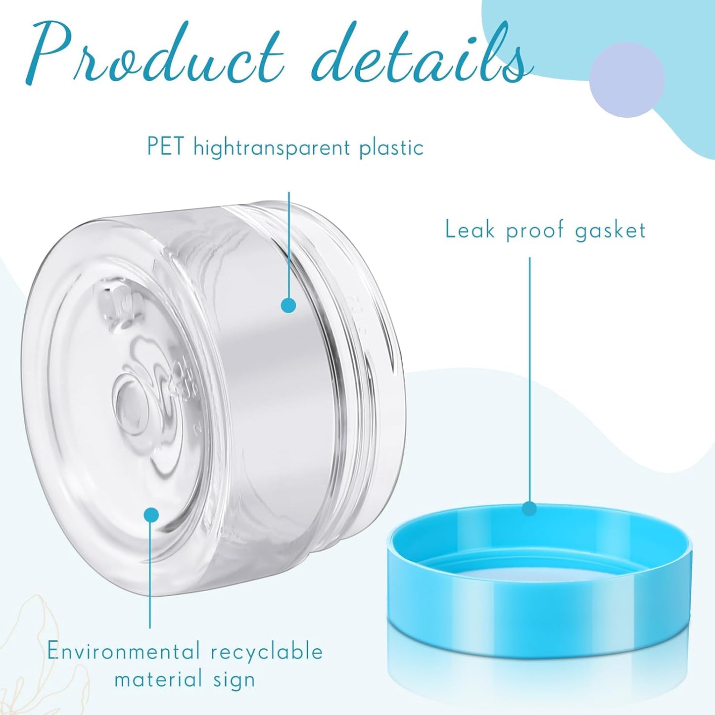 SATINIOR 12 Pack Plastic Container Jars with Lids Round Clear Travel Cosmetic Container Jars for Toiletries, Lotion, Cream, Ointments, Makeup, Rhinestone, Samples, Kitchen Storage(2 oz,Blue)