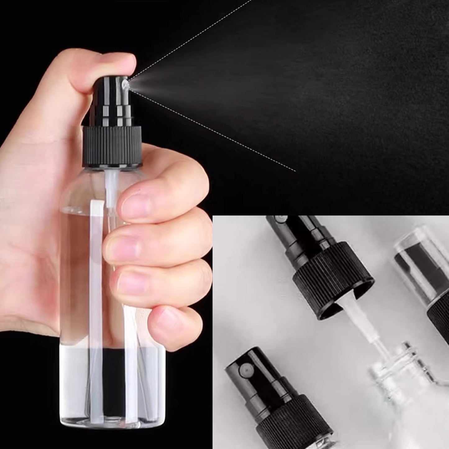 10 Pcs Spray Bottle Top, Nozzle Sprayer Tops, Replacement Pump for Essential Oil Bottles, Dispenser Caps Fine Mist Sprayer for Cosmetic (18/410 Cap Size) black